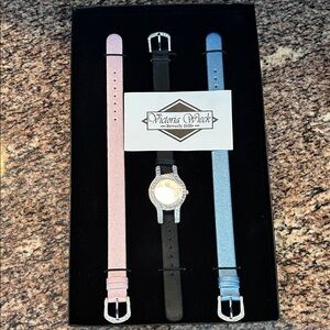 Victoria Wieck Pink, Black, and Blue Women's Watch Set